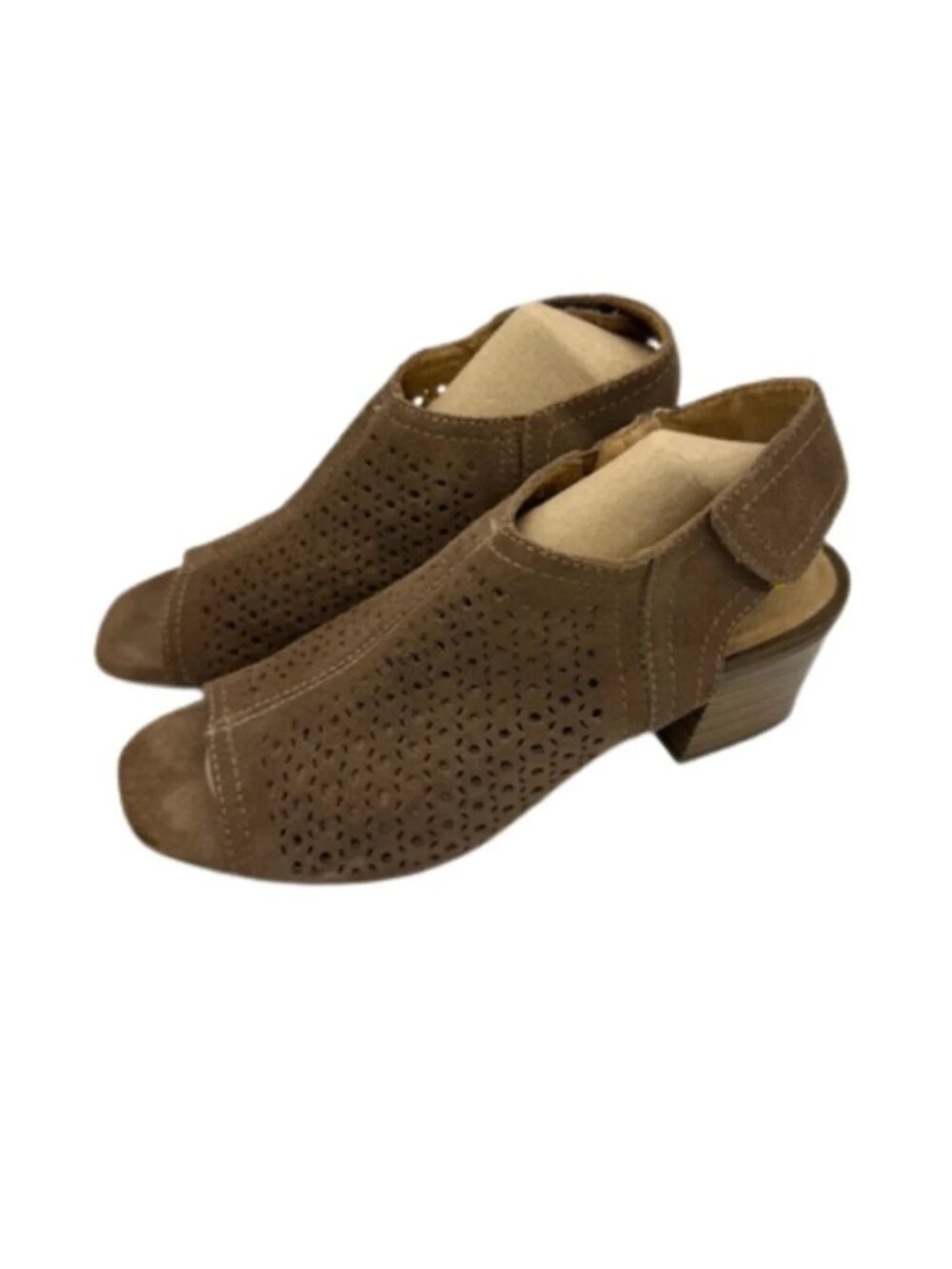 White Mountain Brown Suede Peep Toe Slingback Sandals Size 9
